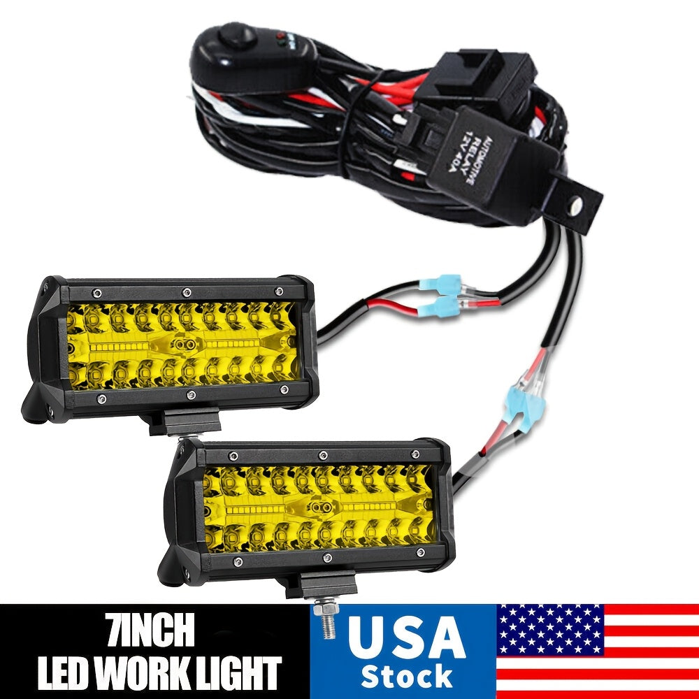 DIRECT LED Light Bar 7 Inch Off Road Lights 240W 24000lm with Wiring Harness Combo Beam LED Light Bar Work Lights for Truck Pickup ATV UTV SUV Boat