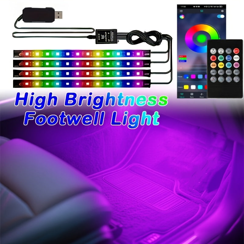 RGB Car LED Light Kit, Multi-color Selection, USB Powered, DIY Supported, LED Color Strip, Car Seat Under Illumination Kit, Suitable for All Vehicle Models