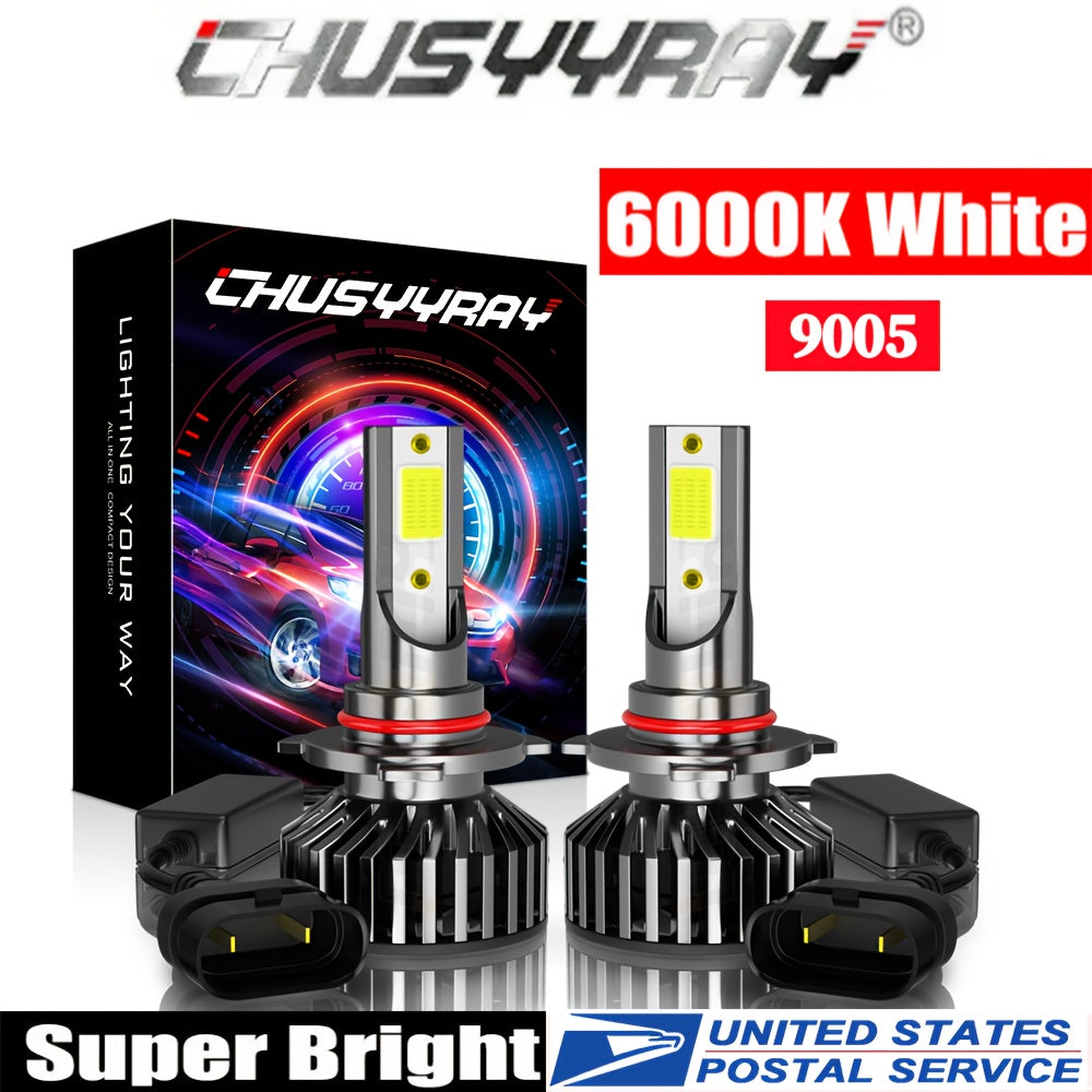 2pcs 9008/ H13 LED Headlight High/ Low Beam Bulbs Kit 12V 80W 6000K Cool White 27000LM Tow-Sided Ultra Bright COB Chip Plug And Play, Without Battery