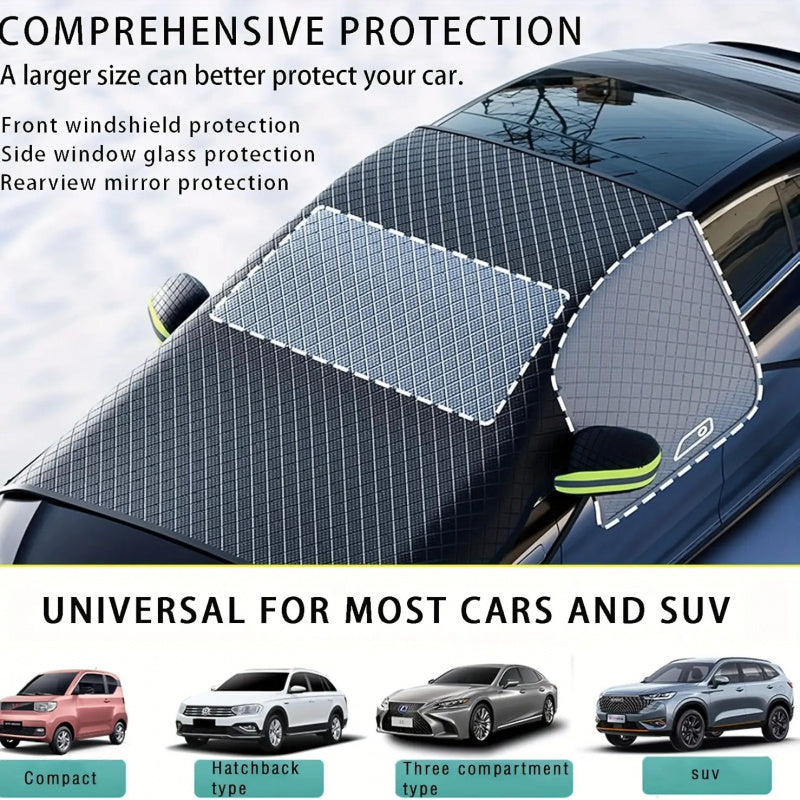 Portable Car Snow Shield, Easy to Install And Store, Car Snow Cover, Magnetically Fixed to Withstand Strong Winds, Full Coverage to Protect Against Snow And Frost, Suitable for All Seasons, Compatible with Most Cars