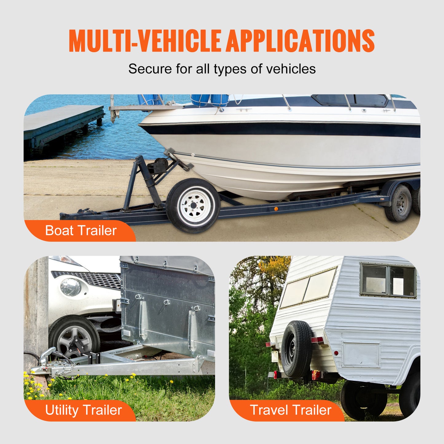 VEVOR Spare Tire Carrier, Trailer Spare Tire Mount, 160 lbs Capacity, Utility Trailer Accessories Fits Most 4 & 5 & 6 & 8 Lugs Wheels on 4", 4.25", 4.5", 4.75", 5", 5.5", 6", 6.5" Bolt Patterns