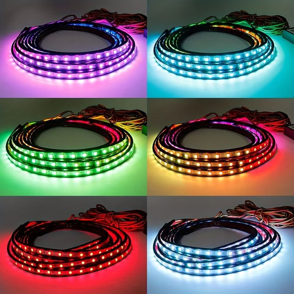 2025 New Vision RGB LED Car Bottom Light Strip, Off-Road RZR SUV ATV UTV High-Brightness Neon Kit, with Voice Control Function Music Mode And Remote Control, Hardwired 12V, Wireless Remote Control, Battery-Free