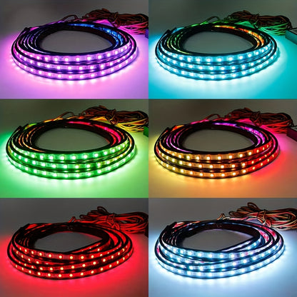 2025 New Vision RGB LED Car Bottom Light Strip, Off-Road RZR SUV ATV UTV High-Brightness Neon Kit, with Voice Control Function Music Mode And Remote Control, Hardwired 12V, Wireless Remote Control, Battery-Free