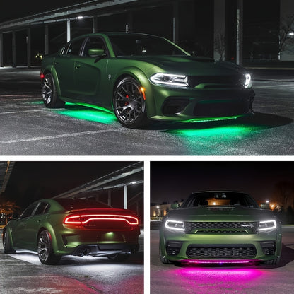 2025 New Vision RGB LED Car Bottom Light Strip, Off-Road RZR SUV ATV UTV High-Brightness Neon Kit, with Voice Control Function Music Mode And Remote Control, Hardwired 12V, Wireless Remote Control, Battery-Free