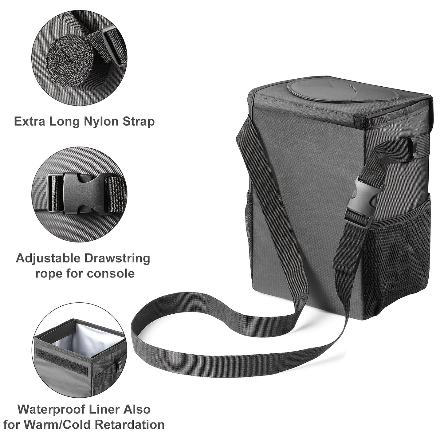 Ryhpez Car Trash Can with See Through Window, Clear Black Car Trash Bin Removable Liner, Leakproof Car Garbage Can Organizer Storage Bag for Vehicles, SUV, Truck(2.1Gallon/8L)