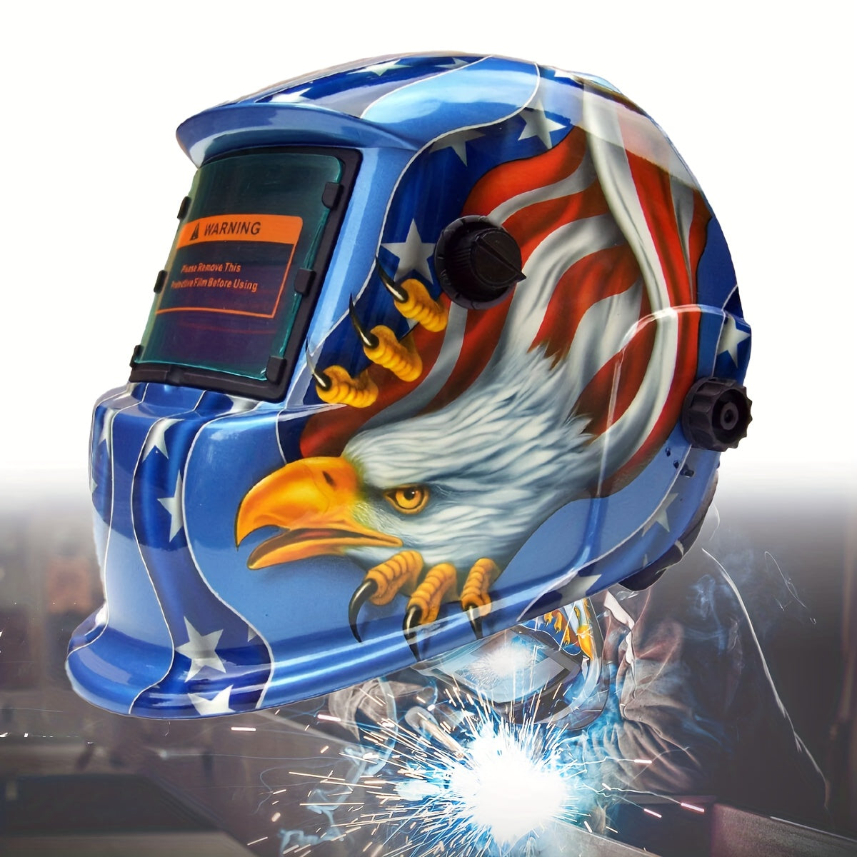 True Color Solar-Powered Auto-Dimming Welding Helmet with a Wide Viewing Area, True Color Welder Headgear, Auto-Darkening Welding Mask