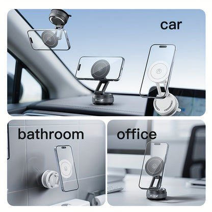 360-Degree Rotatable Magnetic Phone Holder - Compatible with for All Smartphones And Vehicles, Works with Iphone 16/15/14/12 - Compact And Foldable Car Mount with Strong Grip - Trendy Car Accessory