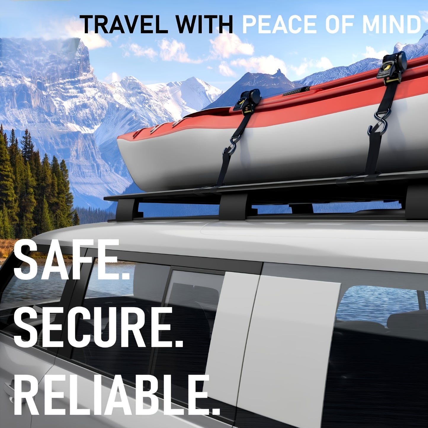 2 Pack Heavy Duty Auto Retractable Ratchet Straps, 1700LBS, 1500LBS/1400LBS/1100LBS Tie Down Straps with Automatic Tightening Cargo Securing System for Truck, Motorcycle, Boat, Canoe & Trailer, Father's Day Gift for Dad, Gifts for Men,
