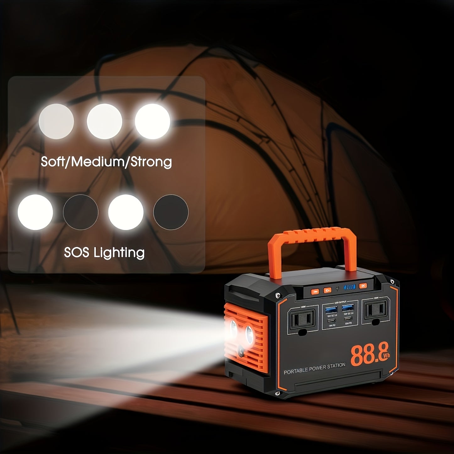 88.8WH Solar Generator Portable Power Station with 30W Solar Panels, 24000mAh Solar Power Bank AC DC USB Ports for Outdoor Solar Lights, Camping Tents, Emergency Outdoor Home Use, CPAP, Fans, Laptops, Emergency, Gifts (Solar Panel Optional)