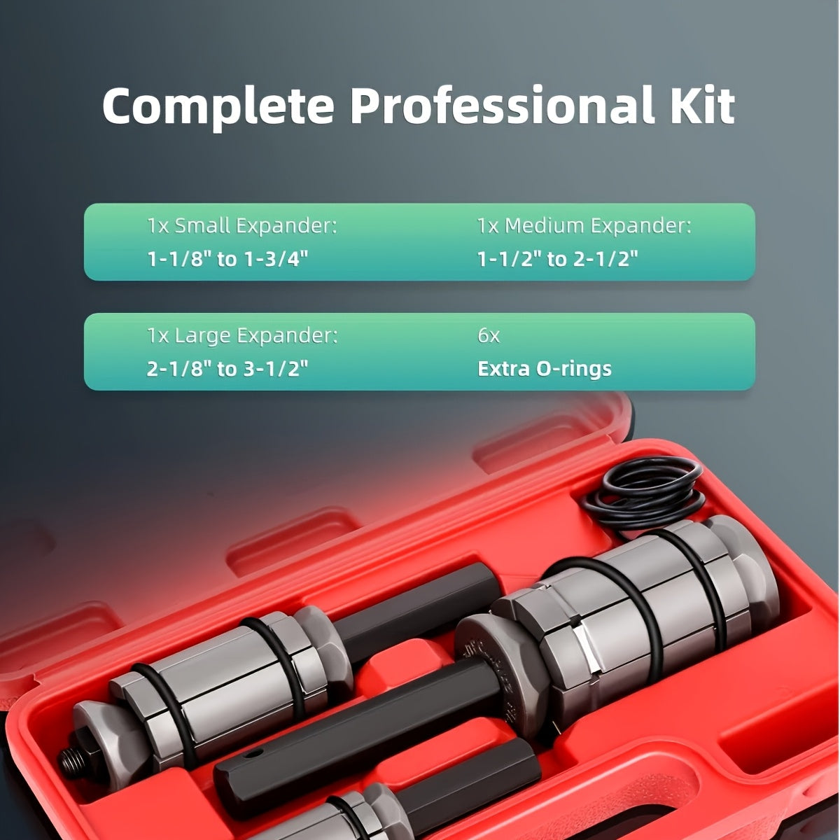 [Without Battery] 3pcs Exhaust Pipe Expander, Includes 12 Rubber Rings Silencer Expansion Tool Set Suitable for Most Vehicles And Trucks, Without Battery
