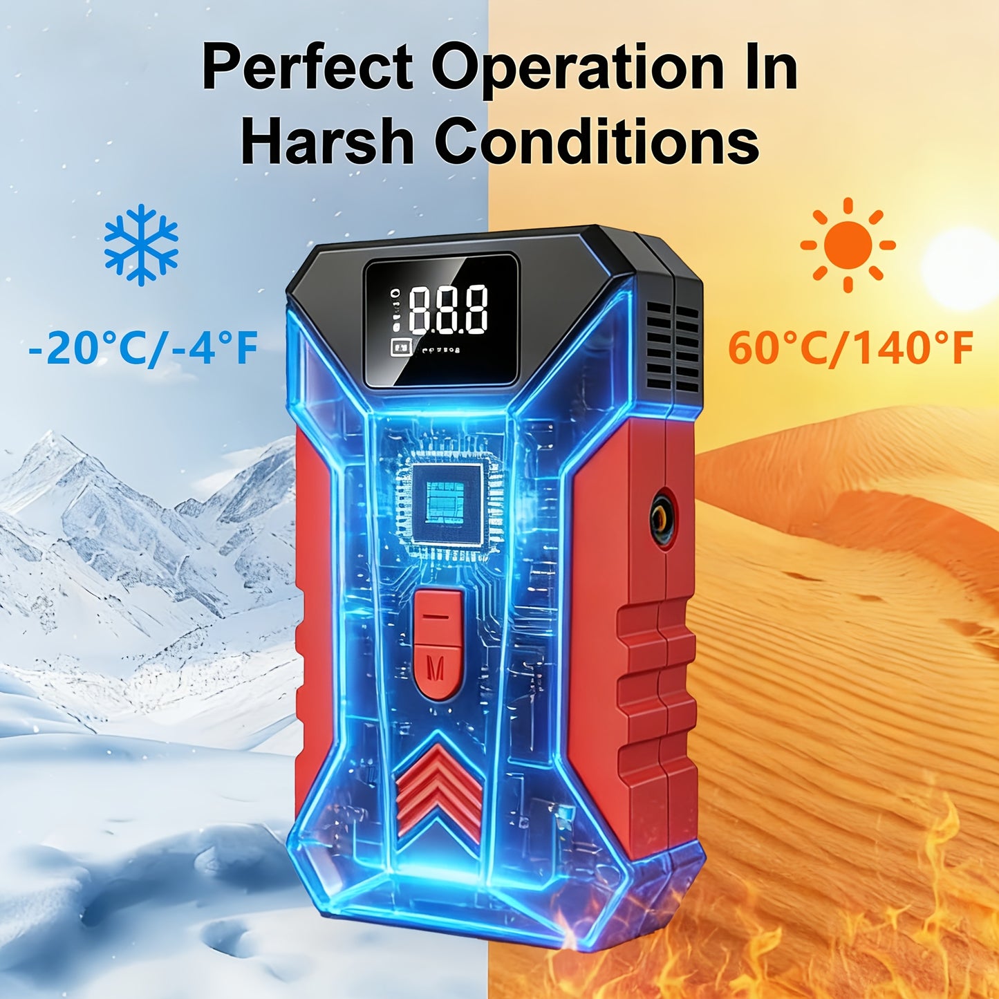 15000A Peak Car Emergency Starter & 250PSI Portable Tire Inflator, 12V (ALLGas/ 2.11 Gallons Diesel) Quick Start Vehicle, Portable Car Battery Charger, USB Input/ Output, LED Emergency Light, Car Emergency Tool