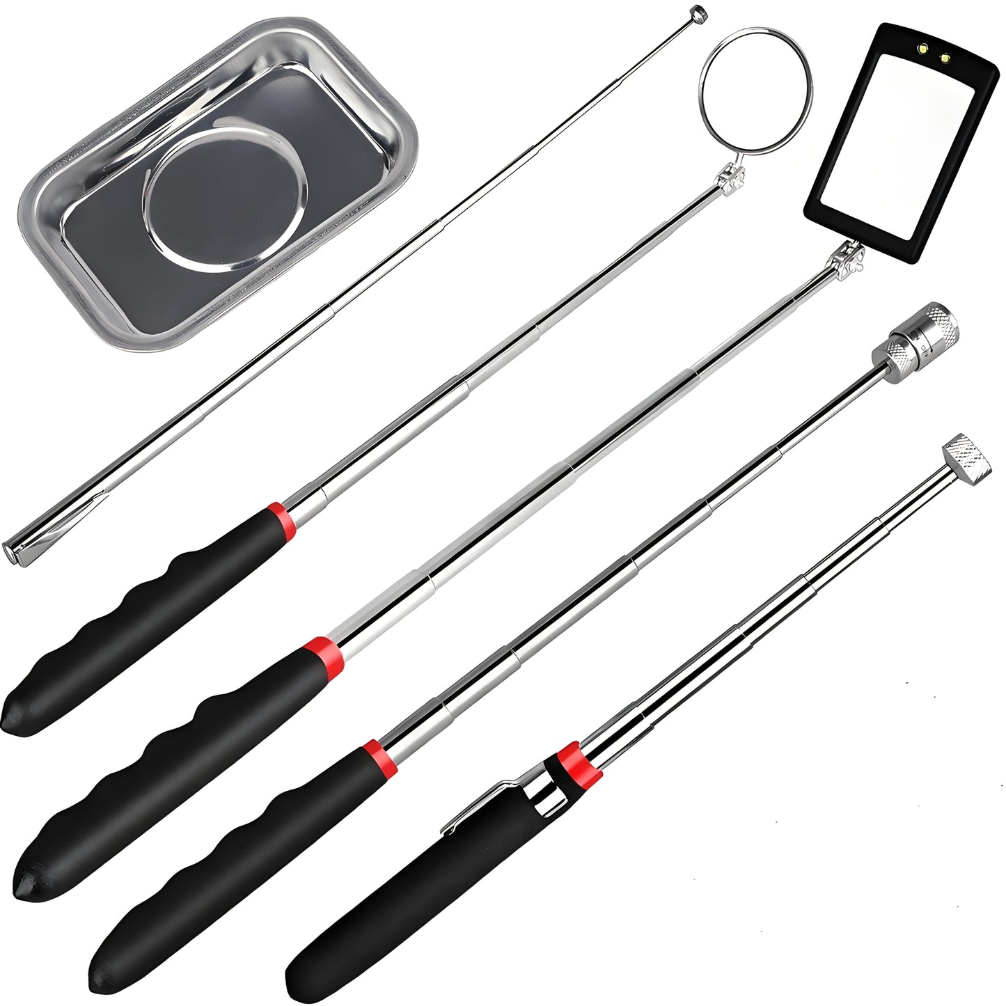 XSLRDKE Magnetic Pick-Up Tool, Adjustable Sticks and 360 Swivel Inspection Mirror, 5 Pack/6 Pack