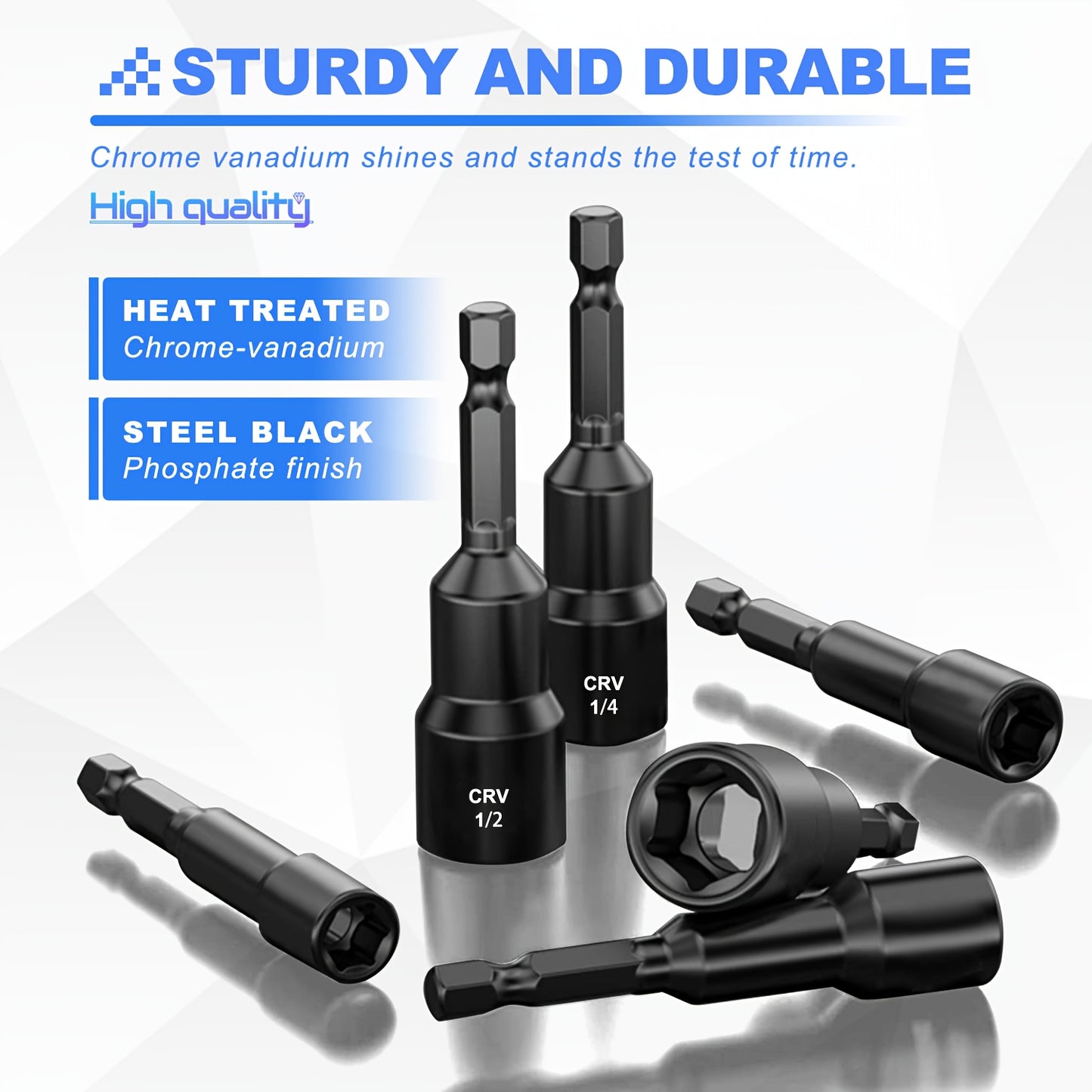 [Magnetic Nut Driver Set] 1/4" Hex Shank | Magnetic Nut Driver Set | 15pcs | Impact Nut Driver Set | SAE (1/4" to 9/16") And Metric (6-14Mm) | Chrome Vanadium Steel
