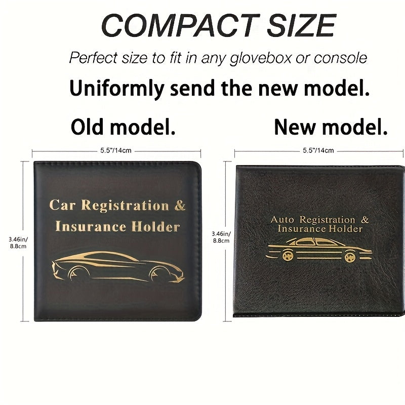 [Durable Car Holder] Black Car Insurance Registration & Driver License Holder | Multiple Card Slots, Golden Car Design, Perfect for Truck, Motorcycle, Or Trailer Identification Vehicle Identification Card Holder, Sleek Accessory Driver License Holde