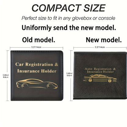 [Durable Car Holder] Black Car Insurance Registration & Driver License Holder | Multiple Card Slots, Golden Car Design, Perfect for Truck, Motorcycle, Or Trailer Identification Vehicle Identification Card Holder, Sleek Accessory Driver License Holde