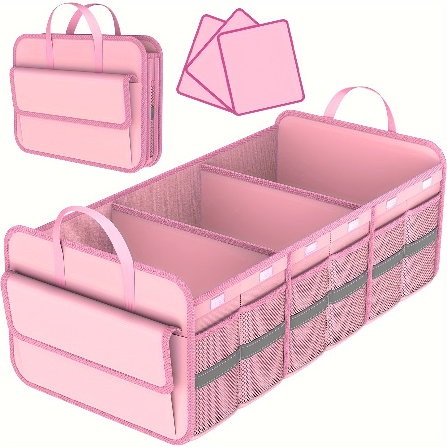 Trunk Organizer For SUV, Large Trunk Organizer For Car, Collapsible Multi-Compartment Car Trunk Organizer, Sturdy Cargo Trunk Storage Organizer, Non Slip Bottom