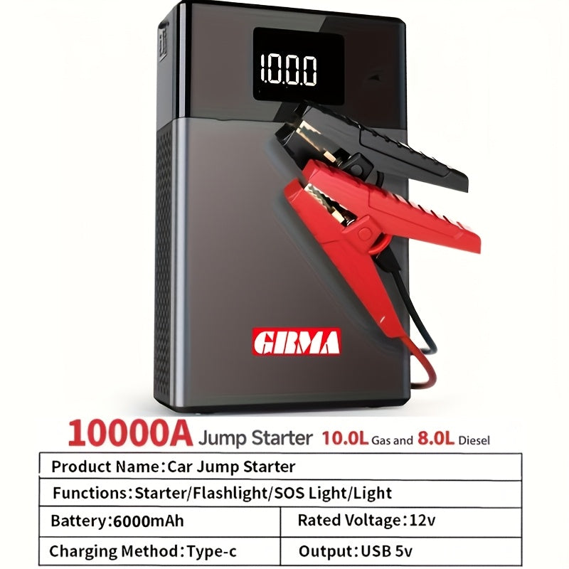A3 Car Starter, Portable Car Battery Booster (2.38gal Gas/1.72gal Diesel), 12V Ultra-Safe Lithium Battery Jumper for Car Battery Jumpers