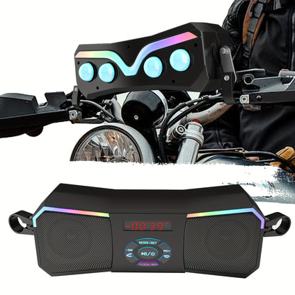 Korbros Handlebar Mount Stereo Wireless Motorcycle Speakers, MP3 Music Player Audio Amplifier, AUX-in, USB, FM Radio, 12V, Room Electrical/Hard Wiring, Button Control, Off-road-motorcycles, Without Battery