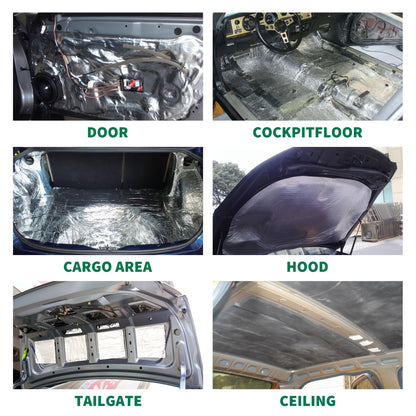 Car Hood Sound Deadener Heat Shield Mat 40"x40" (100x100cm) - 5mm Thick Self-Adhesive Engine Noise Insulation Foam Liner with Aluminum Foil, Thermal Barrier for Auto Engine Compartment