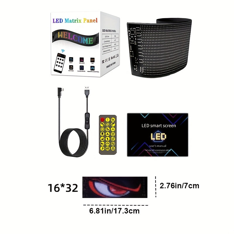 Summer Deal-Scrolling LED Car Sign, Programmable LED Sign with APP Control And Remote, USB Powered DIY Text Animation Graffiti Pattern, Rolling Devil's Eye for Trucks SUVs Store Hotel Bar.
