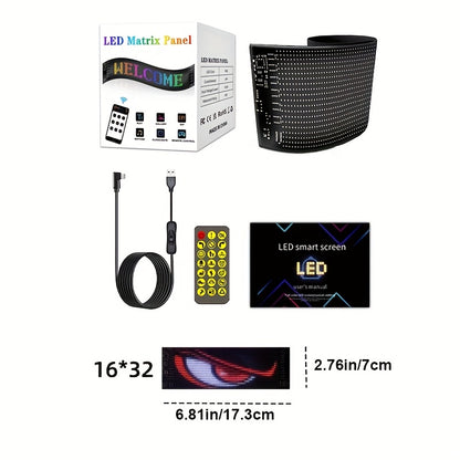 Summer Deal-Scrolling LED Car Sign, Programmable LED Sign with APP Control And Remote, USB Powered DIY Text Animation Graffiti Pattern, Rolling Devil's Eye for Trucks SUVs Store Hotel Bar.