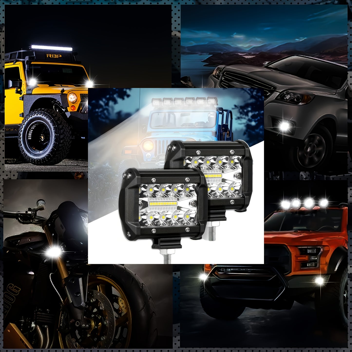 2/4pcs High-brightness Motor Vehicle LED Work Light, 257W, 17100LM Universal Day And Night Ultra-bright Lighting Auxiliary Light, Vehicle Exterior Lighting Lamp, Suitable for Various Vehicles Cars Off-road LED Light, Ideal As A Gift