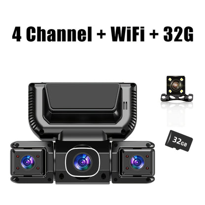 [FOXGOD] 360° Dash Cam for Car | 4 Channel Recording, Night Vision, 3.16" IPS Screen with WiFi, G-Sensor, Parking Mode, Video Capture, Free 32GB Card, The Best Gift to Give to A Friend