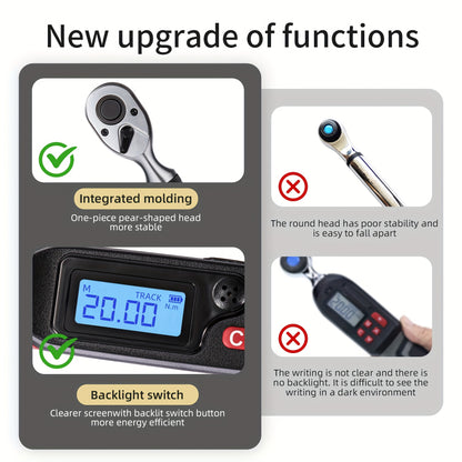 [Digital Torque Wrench] 1/2, 3/8 Inch Drive Digital Torque Wrench, 17-340 Nm (12.5-250.8 Ft-Lb), 6.8-135 Nm (5.02-99.57 Ft-Lb), Electric Torque Wrench With Buzzer And LED, Preset Values And Data Storage, For Bike/Motorcycle/Auto Repairs, Plus And Minus 2%