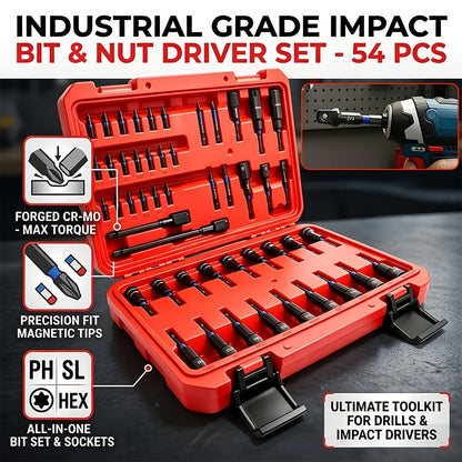 10+3pcs/14pcs/27pcs/54pcs Magnetic Socket And Screwdriver Set, Impact Power Hexagonal Extended Nut Screwdriver Drill Bit Main Kit, Imperial And Metric, 1/4-inch Hexagonal Handle, Chrome-vanadium Steel Material, An Ideal Choice for Daily Use
