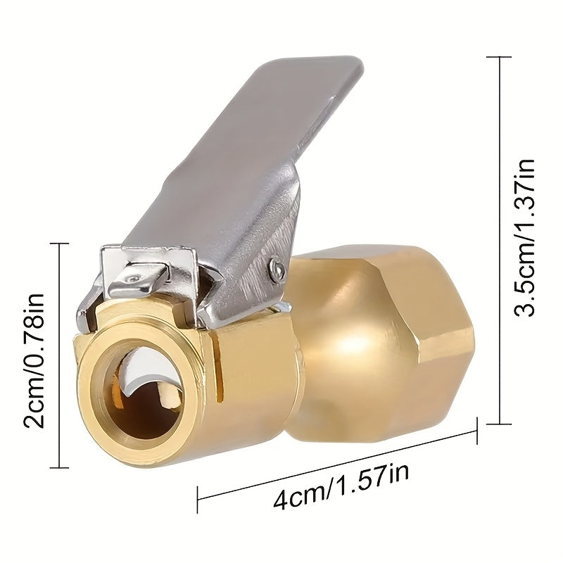 4pcs Heavy Duty Brass Air Chucks with Clips, Universal Model, Closed Flow Lock-On Tire Valve with Clip, for Inflator Gauge Compressor Accessories