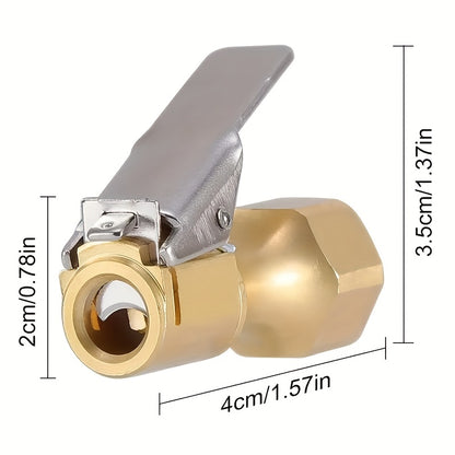 4pcs Heavy Duty Brass Air Chucks with Clips, Universal Model, Closed Flow Lock-On Tire Valve with Clip, for Inflator Gauge Compressor Accessories