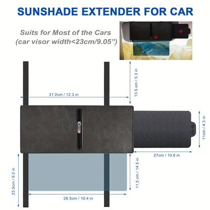 Polarized Car Sun Visor Extender | Adjustable Clip-On Design For Glare And UV Blocking, Durable PC Material, Fits All Vehicles, Road Safety - Sun Visor For Car