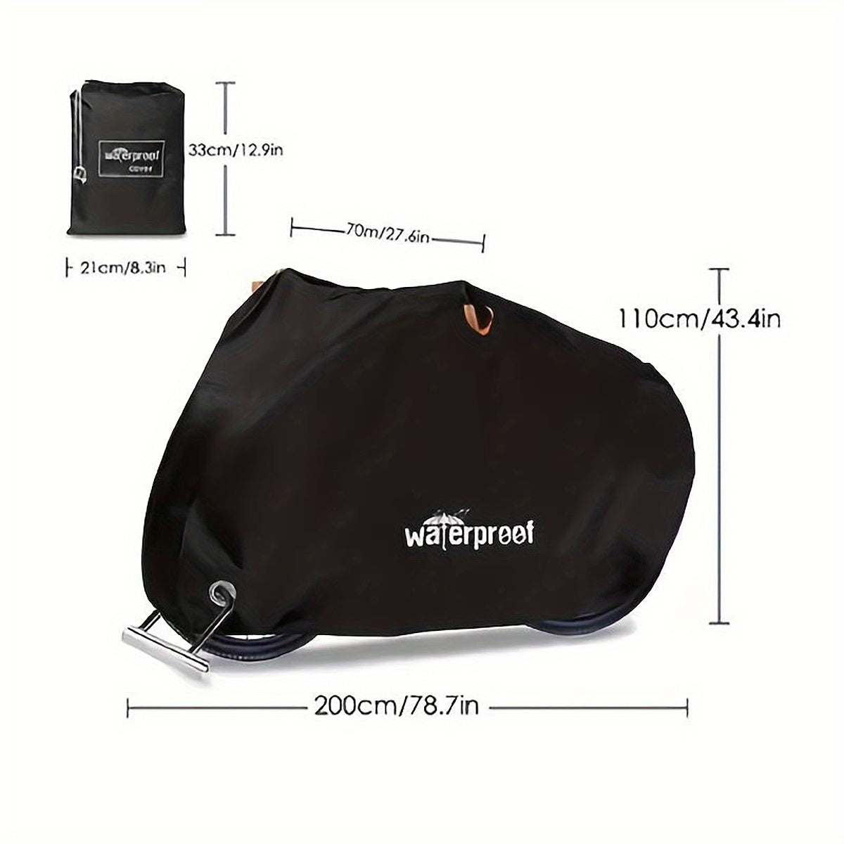 Motorcycle Covers, Heavy Duty 210D Waterproof UV Protective Tear Proof Motorbike Cover with Safety Cloth Lock Holes Design