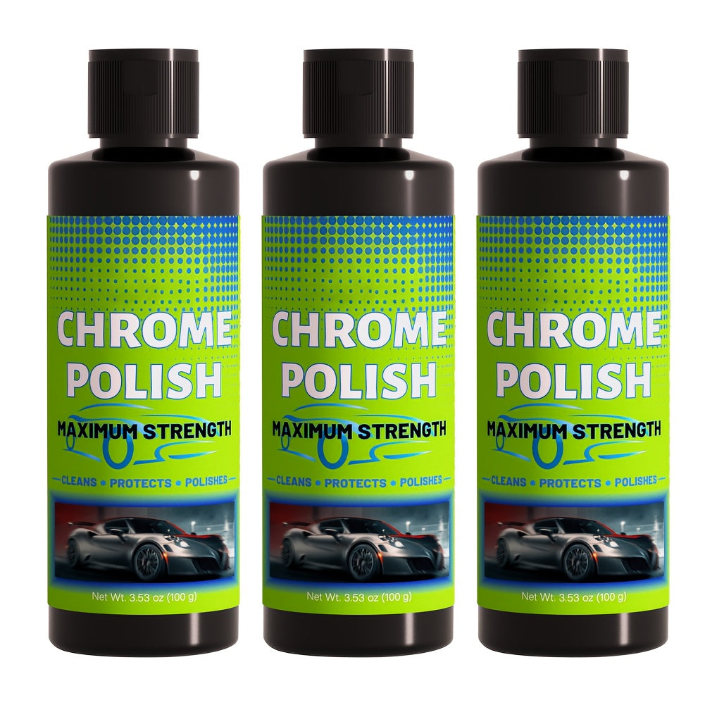 Chrome Polish And Protector That Enhances And Safeguards Chrome And Aluminum Surfaces Against Rust And Stains - Suitable for Vehicles Like Cars, Motorcycles, And Trucks - Provides a Durable Glossy End, Surface Protection, Rust Removal