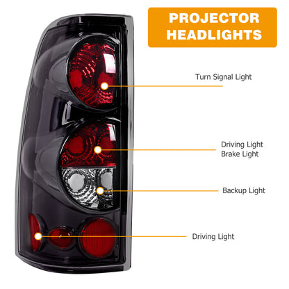 Tail Lights A Pair For Chevy 1500 2500 3500 1999-2006 For GMC Sierra 99-03 Tail Lights, Without Battery