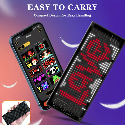 Summer Deal-Scrolling LED Car Sign, Programmable LED Sign with APP Control And Remote, USB Powered DIY Text Animation Graffiti Pattern, Rolling Devil's Eye for Trucks SUVs Store Hotel Bar.