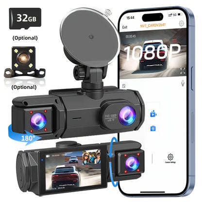 2.0 Lnch IPS Screen Dash Camera, 2/3 Lens with 32GB TF Card Optional, 170 Wide Angle WlFl Night Version Loop Recording G-Sensor WIFI Optional