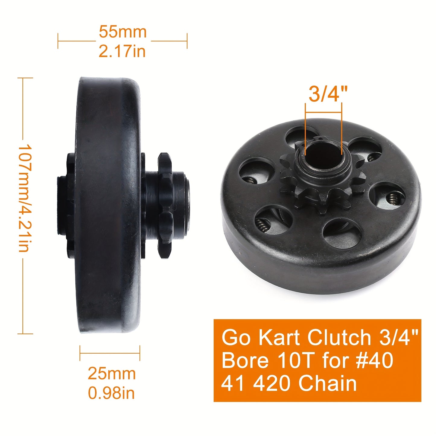 LotFancy Go Kart Clutch 3/4 Bore 10T for #40 41 420 Chain, Predator 212 Centrifugal Clutch, Up to 6.5 HP, Fit for Go Kart Minibike Baja Mini Bike MB165 MB200