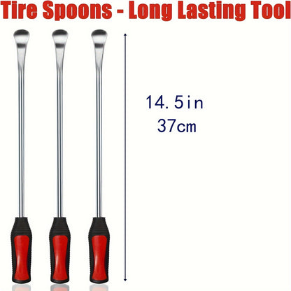 14.5-inch 19pcs/11.5-inch 22pcs Tire Pry Bar Tool, Motorcycle Tire Changer, Tire Lever Set for Motorcycle, ATV, and Lawn Mower Tire Replacement Kit, Includes Rim Protector, Valve Tool, and Accessories