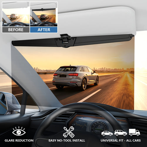 Sun Visor Extender For Car, Polarized Anti-Glare UV400 Blocker, Secure Clip-On Adjustable Extension, Universal Fit For Safe & Comfortable Driving