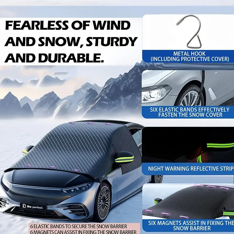 Portable Car Snow Shield, Easy to Install And Store, Car Snow Cover, Magnetically Fixed to Withstand Strong Winds, Full Coverage to Protect Against Snow And Frost, Suitable for All Seasons, Compatible with Most Cars