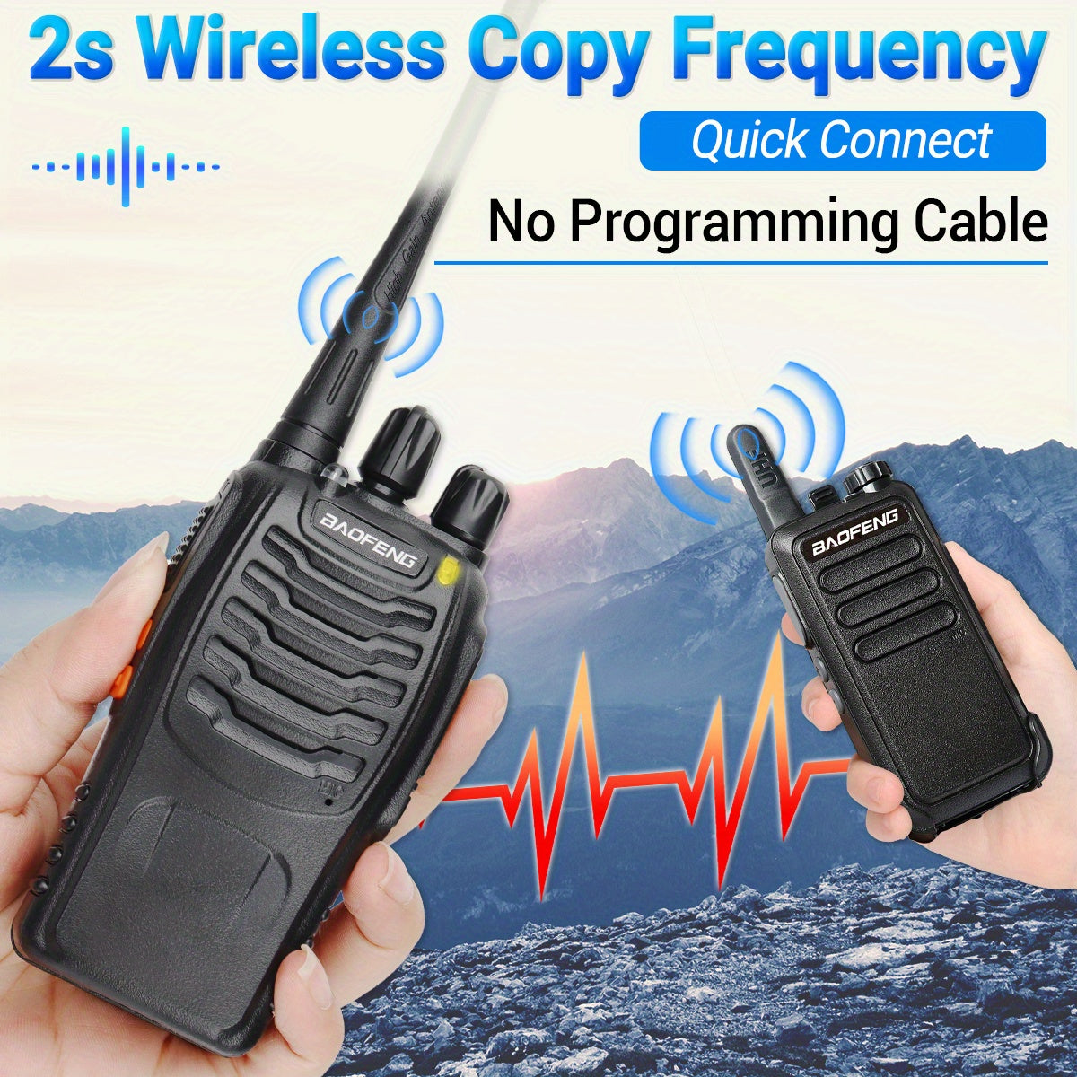 2pcs New Baofeng BF-888S Upgrade Walkie Talkie Wireless Copy Frequency Long Range Portable BF888S Ham Two Way Radio Hunting