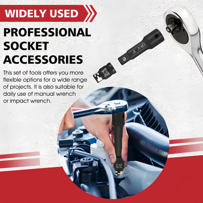 [18pcs Socket Set] NANWEI 18pcs Socket Extension Bar Set Includes Extension Bars, Socket Adapters And Impact Driver Bit Connectors. Made of Premium Cr-V Steel. Professional 1/4", 3/8" And 1/2" Drive Set, Ideal for Home Decoration And Mechanical Fastening