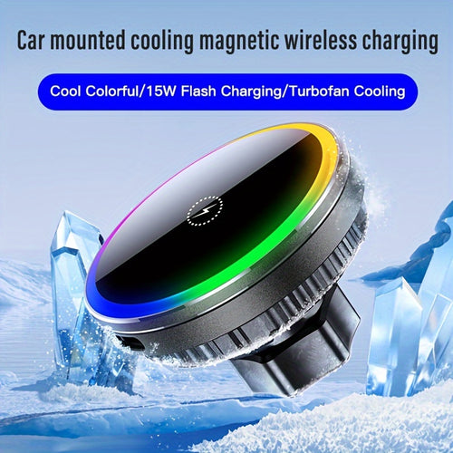 iPhone 12/13/14/15/16 Series Magnetic Car Wireless Charger with Fast Charging, Dual Cooling Fans, Strong Magnetic Base, Air Vent Mount - Qi1 Compatible for Apple iPhone 12-16 (Sleek Circular Design), Vehicle Charging Station, Modern Gadget Accessory, Effi