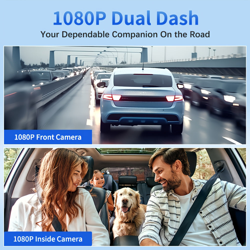 Dual Dash Cam Front And Inside, 1080P 170° Wide Angle Night Vision, Loop Recording with G-Sensor, Compact Car Evidence Solution USA