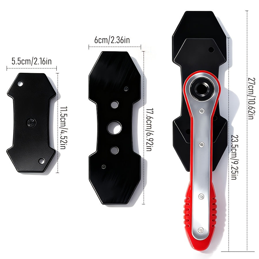 Brake Caliper Compression Tool with 360 Degree Swing Ratchet, Quick Ratchet Brake Wrench, Brake Caliper Tool with 2 Pressure Plates, Vehicle Brake Maintenance Tool, Brake Piston Separation Brake Cylinder Adjuster, Essential Emergency Tool for Cars