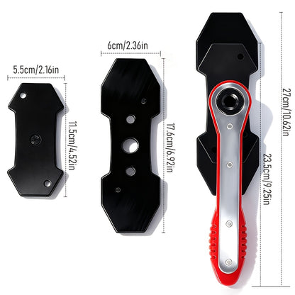 Brake Caliper Compression Tool with 360 Degree Swing Ratchet, Quick Ratchet Brake Wrench, Brake Caliper Tool with 2 Pressure Plates, Vehicle Brake Maintenance Tool, Brake Piston Separation Brake Cylinder Adjuster, Essential Emergency Tool for Cars
