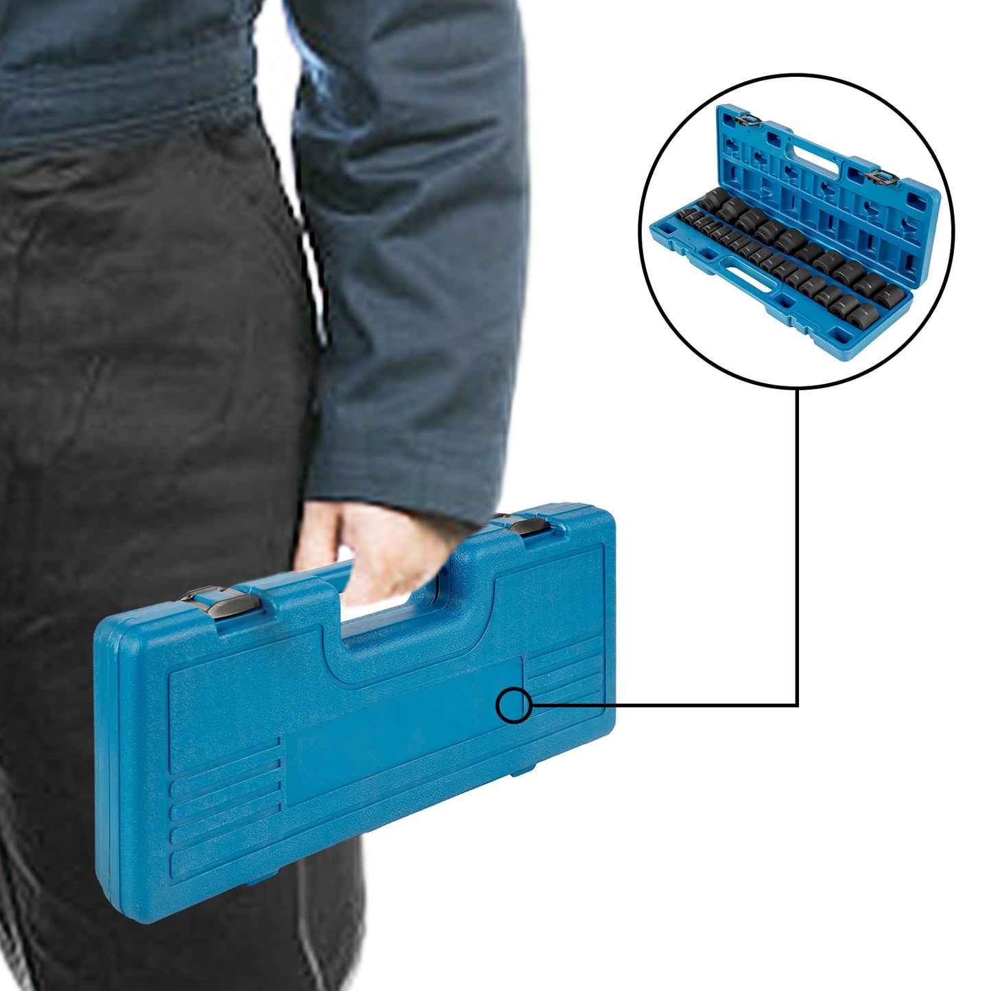 VEVOR Impact Socket Set 1/2 Inches 26 Piece Impact Sockets, Shallow Socket, 6-Point Sockets, Rugged Construction, CR-V, 1/2 Inches Drive Socket Set Impact Metric 10mm - 36mm, with a Storage Cage