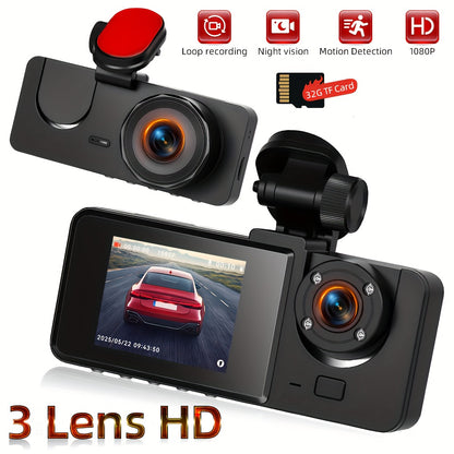 CAMECHO 1080P Dual Camera, Dash Cam For Cars, Front And Inside, Car Camera With IR Night Vision, Loop Recording, Wide Angle Car DVR Camera Optional 3.16 Inch/2inch, Dual Lens Car Dashboard Video Cam.optional No Card/32gb/64gb Memory Card