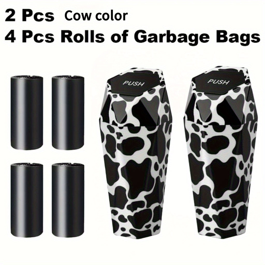 6pcs Car Storage, Creative Mini Diamond Car Trash Can, 2 Trash Cans, 4 Rolls of Trash Bags (60 Trash Bags), Stylish, Easy to Operate, One-Button Operation, Make Your Car Cleaner And Tidier, Suitable for Most Cars, Trucks And Suvs